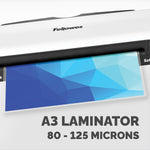 Fellowes Sola A3 Laminator Machine for Home Use - Fast 4 Minute Warm Up Time with Auto Shut Off Feature - 80-125 Micron - White