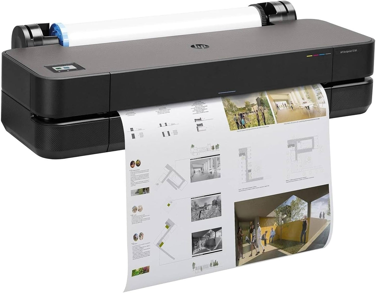 HP DesignJet T230 24" (61 cm 5HB07D) Large Format Printer, Plotter, Standard A4-A1, 68 A1 Prints/Hour, Wi-Fi, Ethernet, USB, 2400x1200 dpi, Recycled Metal, 1 Year Warranty, HP Click, Black