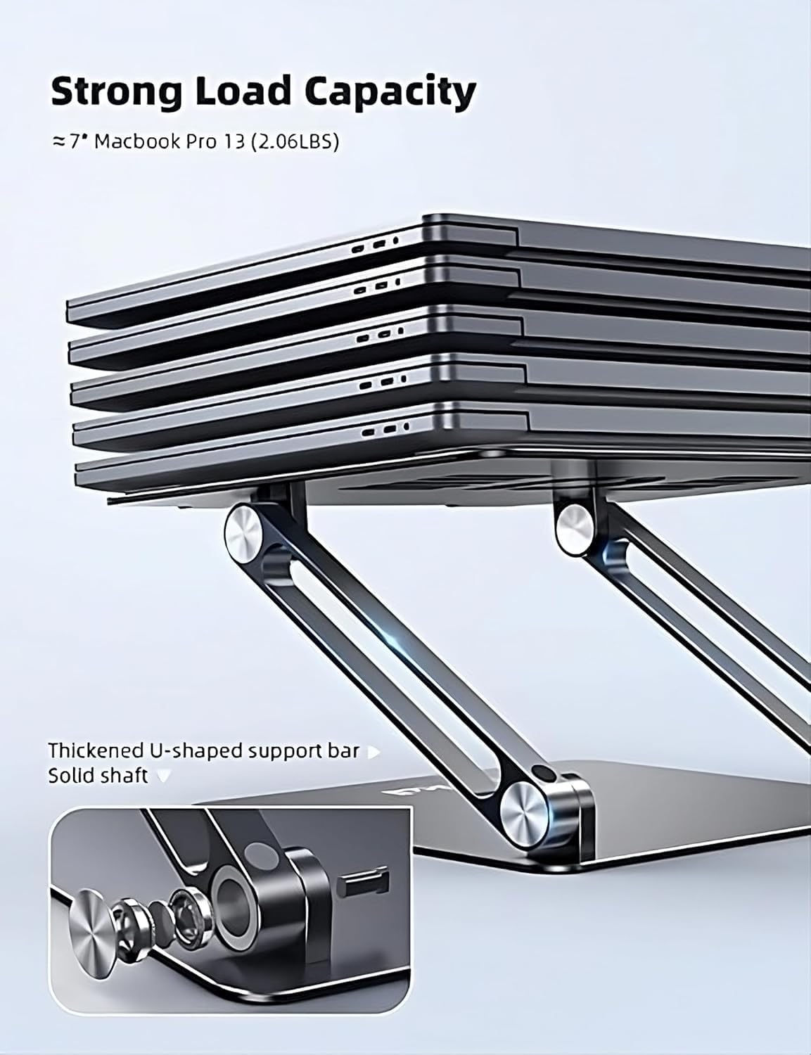 Standly Adjustable Laptop Stand for Desk – Portable Multi-Angle Laptop Riser with Heat Vent, Ergonomic Laptop Holder for MacBook, iPads, Tablets & 10-16” Laptops (Grey)