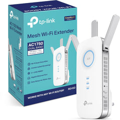 TP-Link AC1750 Universal Dual Band Range Extender, Broadband/Wi-Fi Extender, Wi-Fi Booster/Hotspot with 1 Gigabit Port and 3 External Antennas, Built-in Access Point Mode, UK Plug (RE450), White