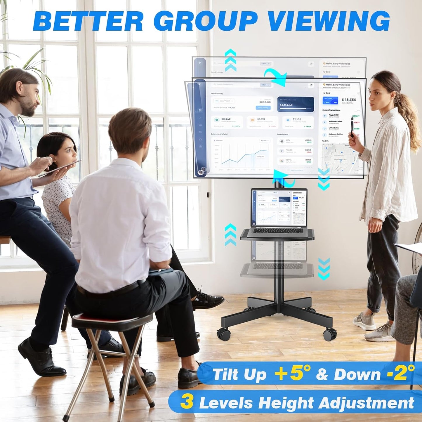 Mobile TV Stand on wheels for 27-60 Inch TVs,