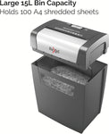 Rexel Momentum X308 Cross Cut Paper Shredder, Shreds 9-8 Sheets (70-80 gsm), 15 Litre Bin, Heavy Duty, Black, 2104570
