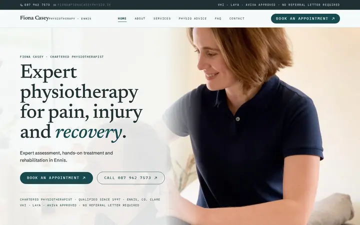 Fiona Casey Physiotherapy website, built by Tech Depot