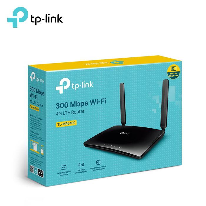 TP-LINK, TL-MR6400, 300Mbps Wireless N, 4G LTE Router (SIM Card Plug & Play)