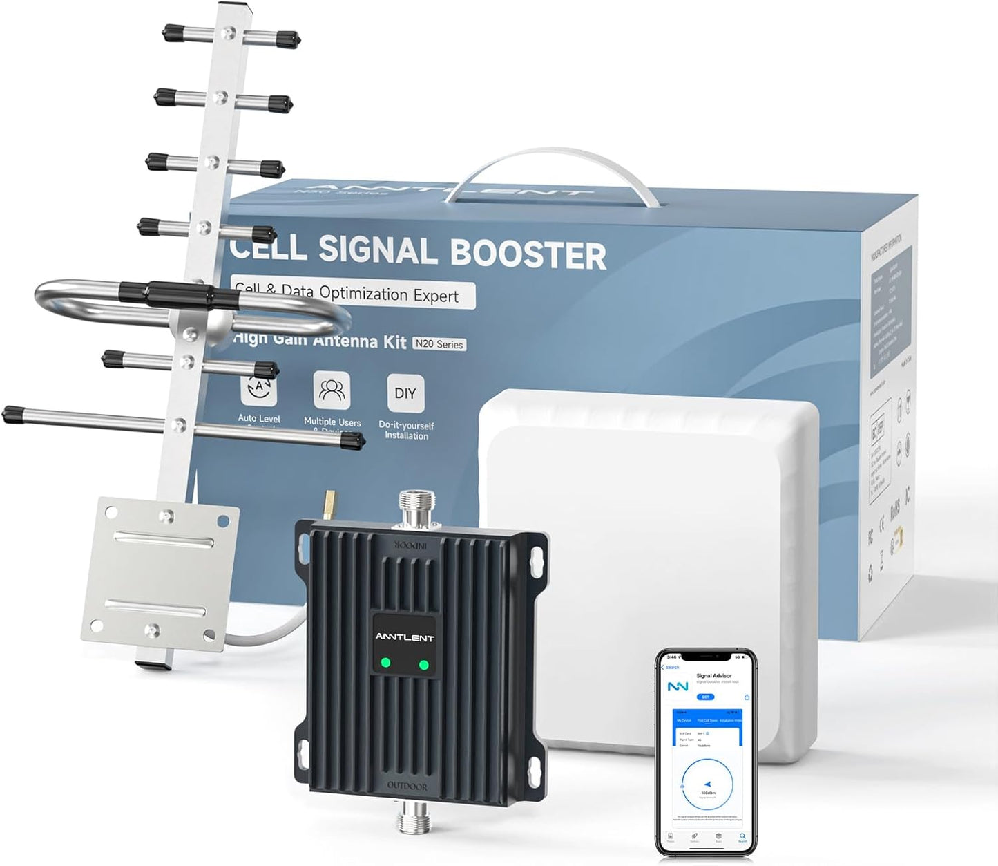 Cellular Signal Repeater Amplifier 4G 3G 2G LTE - Band 20/7 (800/2600Mhz) Supports TIM Vodafone Wind Tre - Dual Band GSM Repeater with High Gain Antennas