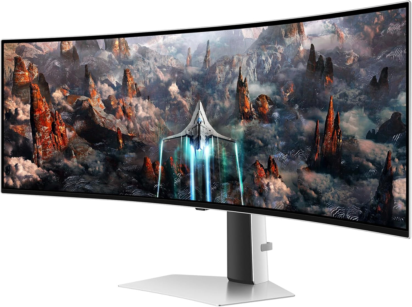 Samsung Odyssey OLED G93SC Curved Gaming Monitor, 49 Inches, OLED Panel, 5120 x 1440 Pixels, Freesync Premium Pro, Refresh Rate 240 Hz, Response Time 0.03 ms (G/G), Screen Curvature 1800R