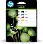 HP 6ZC74AE 912 Original Ink Cartridges, Black/Cyan/Magenta/Yellow, 4 count (pack of 1)